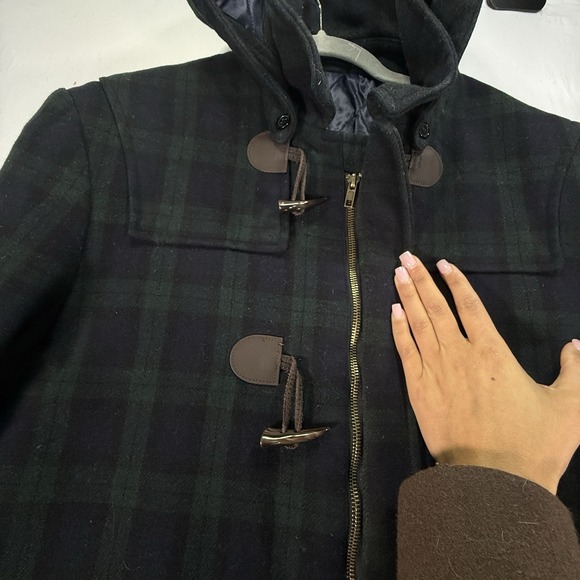 Vintage Polo Ralph Lauren Large Duffle Toggle Coat Jacket Rugby Hood Blackwatch - Picture 7 of 12